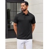 image:imageCOOFANDY Mens Polo Shirts Short Sleeve Casual Summer Polo Tee Collared Tops02black Solid