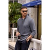 image:imageCOOFANDY Mens Quarter Zip Pullover Contrast Collar Corduroy SweatshirtMedium Gray  Brown