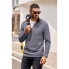 image:imageCOOFANDY Mens Quarter Zip Pullover Contrast Collar Corduroy SweatshirtMedium Gray  Brown