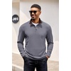 image:imageCOOFANDY Mens Quarter Zip Pullover Contrast Collar Corduroy SweatshirtMedium Gray  Brown