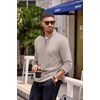 image:imageCOOFANDY Mens Quarter Zip Pullover Contrast Collar Corduroy SweatshirtMoon Gray