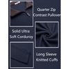 image:imageCOOFANDY Mens Quarter Zip Pullover Contrast Collar Corduroy SweatshirtNavy Blue
