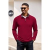 image:imageCOOFANDY Mens Quarter Zip Pullover Contrast Collar Corduroy SweatshirtRed