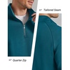 image:imageCOOFANDY Mens Quarter Zip Pullover Mock Neck Sweaters Men Golf SweatshirtTeal