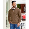 image:imageCOOFANDY Mens Quarter Zip Pullover Sweater Casual Mock Neck Knit PoloAsh Brown