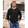 image:imageCOOFANDY Mens Quarter Zip Pullover Sweater Casual Mock Neck Knit PoloBlack