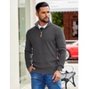 image:imageCOOFANDY Mens Quarter Zip Pullover Sweater Casual Mock Neck Knit PoloDark Gray
