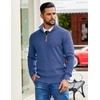 image:imageCOOFANDY Mens Quarter Zip Pullover Sweater Casual Mock Neck Knit PoloGray Blue