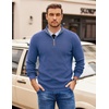 image:imageCOOFANDY Mens Quarter Zip Pullover Sweater Casual Mock Neck Knit PoloGray Blue