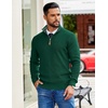 image:imageCOOFANDY Mens Quarter Zip Pullover Sweater Casual Mock Neck Knit PoloGreen