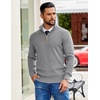 image:imageCOOFANDY Mens Quarter Zip Pullover Sweater Casual Mock Neck Knit PoloLight Gray