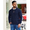 image:imageCOOFANDY Mens Quarter Zip Pullover Sweater Casual Mock Neck Knit PoloNavy