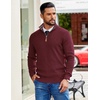 image:imageCOOFANDY Mens Quarter Zip Pullover Sweater Casual Mock Neck Knit PoloRed