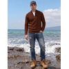 image:imageCOOFANDY Mens Quarter Zip Sweater Casual Lightweight Knit Pullover SweaterBrown