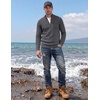 image:imageCOOFANDY Mens Quarter Zip Sweater Casual Lightweight Knit Pullover SweaterDark Gray