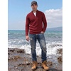 image:imageCOOFANDY Mens Quarter Zip Sweater Casual Lightweight Knit Pullover SweaterDark Red