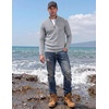 image:imageCOOFANDY Mens Quarter Zip Sweater Casual Lightweight Knit Pullover SweaterLight Gray