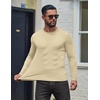 image:imageCOOFANDY Mens Ribbed TShirts Muscle Fit Long Sleeve Casual Crew Neck Tee ShirtsBeige