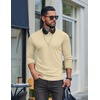 image:imageCOOFANDY Mens Ribbed TShirts Muscle Fit Long Sleeve Casual Crew Neck Tee ShirtsBeige