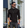 image:imageCOOFANDY Mens Ribbed TShirts Muscle Fit Long Sleeve Casual Crew Neck Tee ShirtsBlack