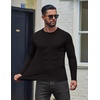 image:imageCOOFANDY Mens Ribbed TShirts Muscle Fit Long Sleeve Casual Crew Neck Tee ShirtsBlack