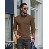 image:imageCOOFANDY Mens Ribbed TShirts Muscle Fit Long Sleeve Casual Crew Neck Tee ShirtsBrown