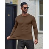 image:imageCOOFANDY Mens Ribbed TShirts Muscle Fit Long Sleeve Casual Crew Neck Tee ShirtsBrown