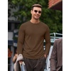 image:imageCOOFANDY Mens Ribbed TShirts Muscle Fit Long Sleeve Casual Crew Neck Tee ShirtsBrown