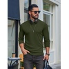 image:imageCOOFANDY Mens Ribbed TShirts Muscle Fit Long Sleeve Casual Crew Neck Tee ShirtsDark Army Green