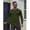 image:imageCOOFANDY Mens Ribbed TShirts Muscle Fit Long Sleeve Casual Crew Neck Tee ShirtsDark Army Green