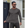 image:imageCOOFANDY Mens Ribbed TShirts Muscle Fit Long Sleeve Casual Crew Neck Tee ShirtsDark Gray
