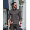 image:imageCOOFANDY Mens Ribbed TShirts Muscle Fit Long Sleeve Casual Crew Neck Tee ShirtsDark Gray