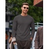 image:imageCOOFANDY Mens Ribbed TShirts Muscle Fit Long Sleeve Casual Crew Neck Tee ShirtsDark Gray