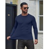 image:imageCOOFANDY Mens Ribbed TShirts Muscle Fit Long Sleeve Casual Crew Neck Tee ShirtsNavy Blue