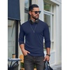 image:imageCOOFANDY Mens Ribbed TShirts Muscle Fit Long Sleeve Casual Crew Neck Tee ShirtsNavy Blue