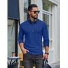 image:imageCOOFANDY Mens Ribbed TShirts Muscle Fit Long Sleeve Casual Crew Neck Tee ShirtsRoyal Blue