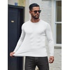 image:imageCOOFANDY Mens Ribbed TShirts Muscle Fit Long Sleeve Casual Crew Neck Tee ShirtsWhite