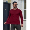 image:imageCOOFANDY Mens Ribbed TShirts Muscle Fit Long Sleeve Casual Crew Neck Tee ShirtsWine Red