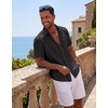 image:imageCOOFANDY Mens Short Sleeve Cotton Button Down Shirts Linen Beach ShirtsBlack