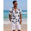 image:imageCOOFANDY Mens Short Sleeve Cotton Button Down Shirts Linen Beach ShirtsCoconut Treewhite
