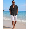 image:imageCOOFANDY Mens Short Sleeve Cotton Button Down Shirts Linen Beach ShirtsDark Black
