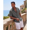 image:imageCOOFANDY Mens Short Sleeve Cotton Button Down Shirts Linen Beach ShirtsDark Grey