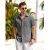 image:imageCOOFANDY Mens Short Sleeve Cotton Button Down Shirts Linen Beach ShirtsDark Grey