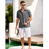 image:imageCOOFANDY Mens Short Sleeve Cotton Button Down Shirts Linen Beach ShirtsDark Grey