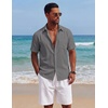 image:imageCOOFANDY Mens Short Sleeve Cotton Button Down Shirts Linen Beach ShirtsDark Grey