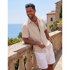 image:imageCOOFANDY Mens Short Sleeve Cotton Button Down Shirts Linen Beach ShirtsKhaki
