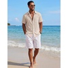 image:imageCOOFANDY Mens Short Sleeve Cotton Button Down Shirts Linen Beach ShirtsKhaki