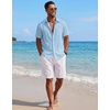 image:imageCOOFANDY Mens Short Sleeve Cotton Button Down Shirts Linen Beach ShirtsLight Blue