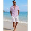 image:imageCOOFANDY Mens Short Sleeve Cotton Button Down Shirts Linen Beach ShirtsLilac