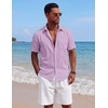 image:imageCOOFANDY Mens Short Sleeve Cotton Button Down Shirts Linen Beach ShirtsLilac